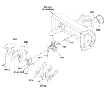 Auger Drive Group Diagram and Parts List for 1696157-01-1528HD 2013 Briggs and Stratton Snow Blower
